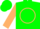 Hunter green, tan 'cpg' in circle, tan bands on sleeves