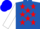 Royal blue, white stars, red stars on white sleeves, blue cap