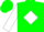 Green, white diamond, green bands on white sleeves