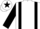 White, black braces, sleeves and star on cap