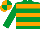 Emerald green & orange hooped, orange and  emerald green quartered cap