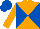Orange and royal blue diabolo, orange sleeves, royal blue cap