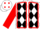 White, red seams, black diamonds on red sleeves