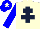 Cream, dark blue cross of lorraine, blue sleeves, blue cap, cream star