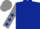 Dark blue, grey sleeves, dark blue stars, grey cap