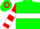Green & red, 'dg' on white hoop