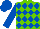 Light Green and Royal Blue diamonds, Royal Blue sleeves and cap