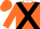 Orange, black cross sashes, white collar, orange sleeves, white cuffs, orange cap