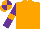 Orange, Purple sleeves, Orange armlets, Orange and Purple quartered cap