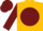Gold, burgundy ball, burgundy sleeves, burgundy cap