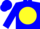 Blue, blue 'lhs', on yellow ball, blue cap