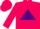 Fuchsia, purple triangle, purple triangle on fuchsia sleeves, fuchsia cap