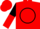 Red, black circle, black and red halved sleeves, red cap