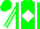 Green, white diamond braces, white yolk, white diamond stripe on sleeves, green cap