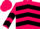 Hot pink, black inverted chevrons, black inverted chevrons on sleeves