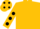 Gold, black spots on sleeves and cap