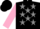 Black, gray quarter moon & stars, pink sleeves, black cuffs