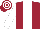 maroon, white stripe, white sleeves, maroon cap, white hoops