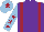 Purple, Maroon braces, Light Blue sleeves, Maroon stars, Light Blue cap, Maroon star