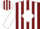 Burgundy, white diamond, white stripes on sleeves