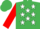 Emerald green, white stars, red sleeves, emerald green cap