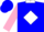 Blue, White Diamond, Pink Sleeves, White Cuffs & Collar