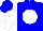 Blue, white ball, white sleeves