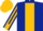 Dark blue, gold stripe, striped sleeves, dark blue collar, gold cuffs and cap