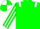 Dayglo green, white epaulettes, striped sleeves, quartered cap