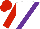 White, purple sash, red sleeves and cap