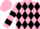 Pink, black diamonds, hooped sleeves, pink cap