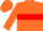 Orange, red hoop, orange sleeves, red armbands and cap