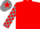 Red, red and grey checked sleeves, grey cap, red star