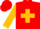 Red, gold maltese cross, gold sleeves, red cap, gold peak