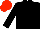 Black, scarlet cap