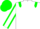 White, green epaulettes, white sleeves, green seams, green cap, white peak