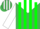 Emerald green, white yoke, green stripes on white sleeves