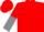 Red, grey circled 'fl', red and grey halved sleeves