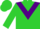 Lime green, purple chevron, lime green sleeves, purple armband, lime green cap