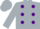 Silver, purple spots, silver sleeves, spotted cap