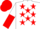 White, red stars, halved sleeves, red cap