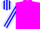 Magenta, white and blue striped sleeves and cap
