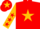 Red, gold star, gold sleeves, red stars, red cap, gold star