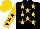 Black, gold stars, gold sleeves, black stars, gold cap