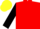 Red, green crossed sashes, black sleeves, yellow cap
