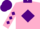 Dayglo pink, purple diamond and collar, diamonds on sleeves, purple cap, dayglo pink peak