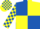 Royal blue and yellow quartered, checked sleeves and cap