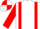 White, red braces and sleeves, quartered cap