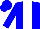 Blue, white panel, blue sleeves and cap