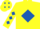 Yellow, royal blue diamond, yellow sleeves, royal blue diamonds and cap